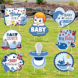 Baby Shower Large Yard Signs Decoration 8 Pcs “It's A Boy” Blue
